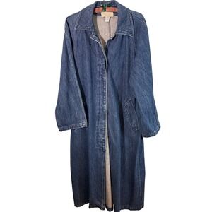 Learsi Mens Denim Duster Coat Medium Wash Cotton Trench Jacket Made in Uruguay M